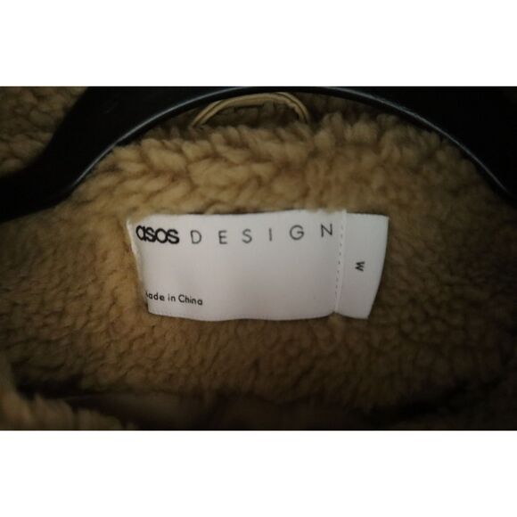 ASOS Design 119177141 Men's Sz M Beige Oversized Borg Aviator Fleece Jacket - Picture 3 of 8